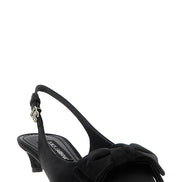 Black Viscose Mid Heel Pumps