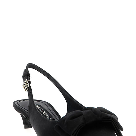 Black Viscose Mid Heel Pumps