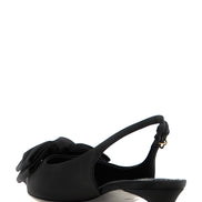 Black Viscose Mid Heel Pumps
