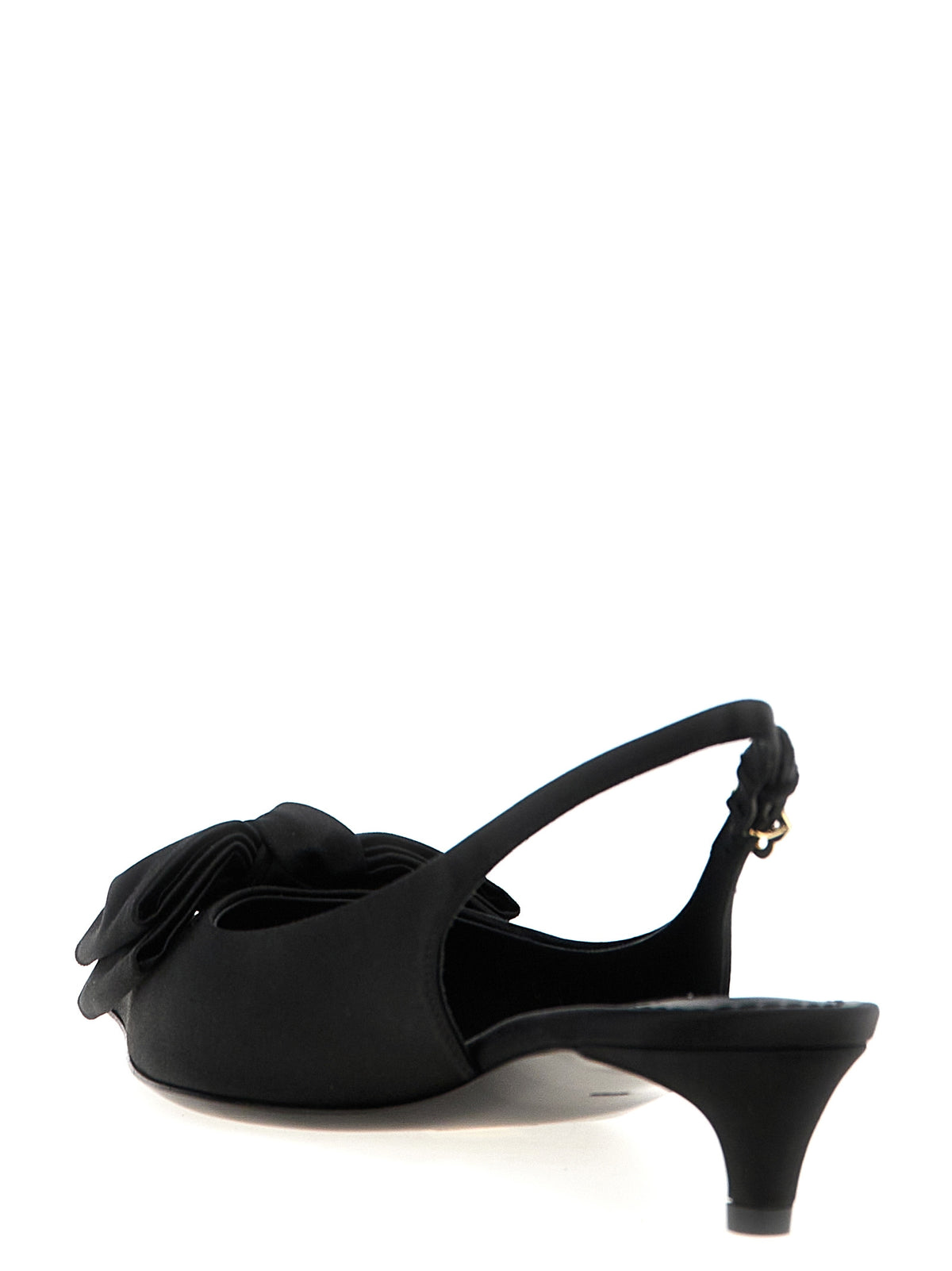Black Viscose Mid Heel Pumps