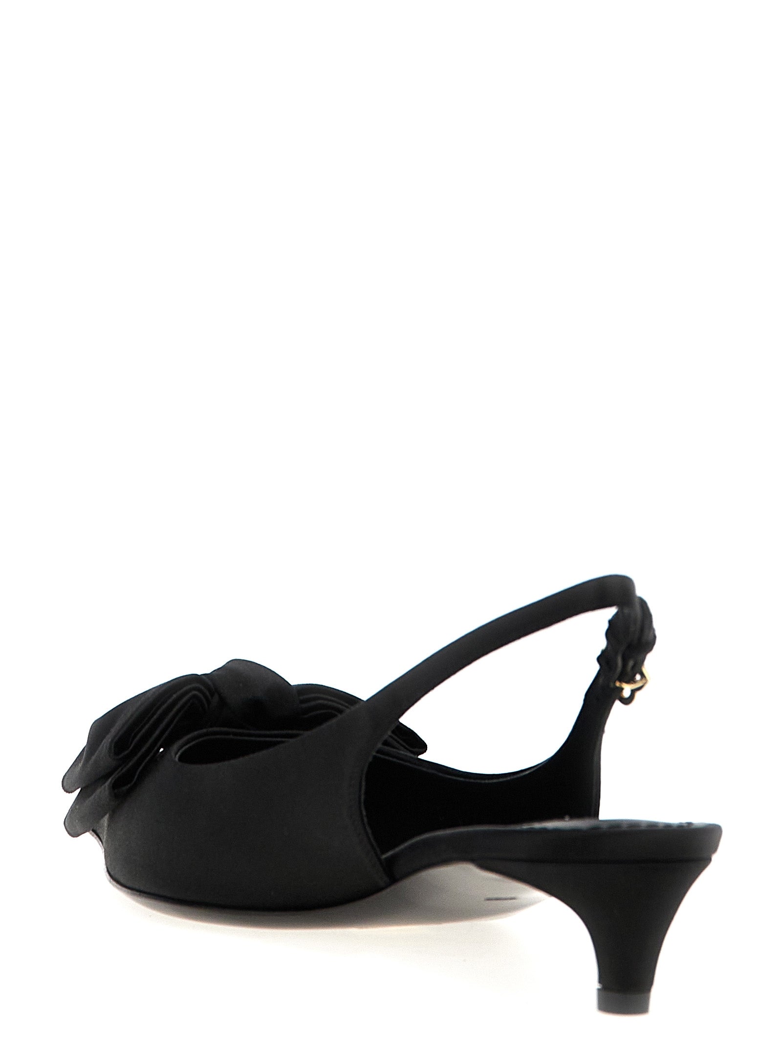 Black Viscose Mid Heel Pumps