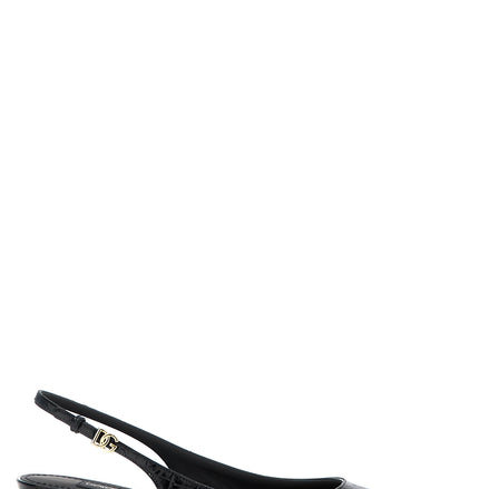 Black Calfskin Mid Heel Pumps