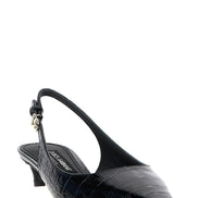 Black Calfskin Mid Heel Pumps