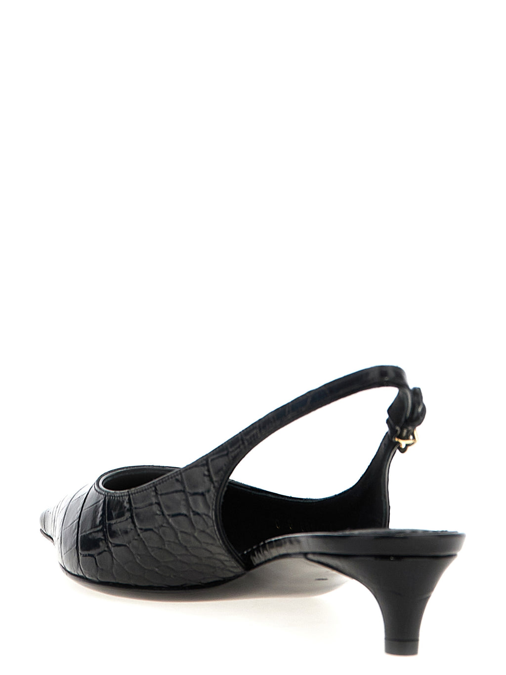 Black Calfskin Mid Heel Pumps