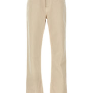Beige Cotton Casual Pants