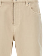 Beige Cotton Casual Pants
