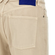 Beige Cotton Casual Pants