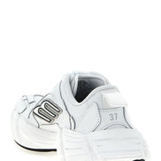 White Cowhide Athletic Sneakers