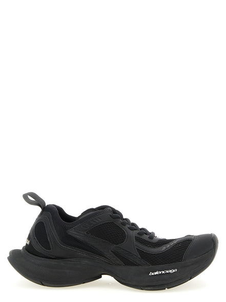 Black Polyester Athletic Sneakers