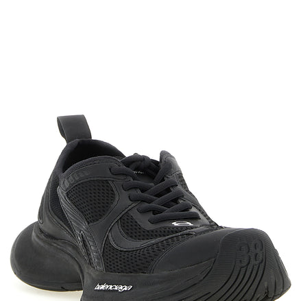 Black Polyester Athletic Sneakers