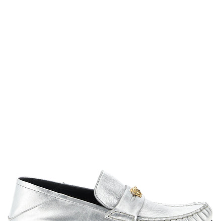 Silver Lamb Leather Slip-On Loafers
