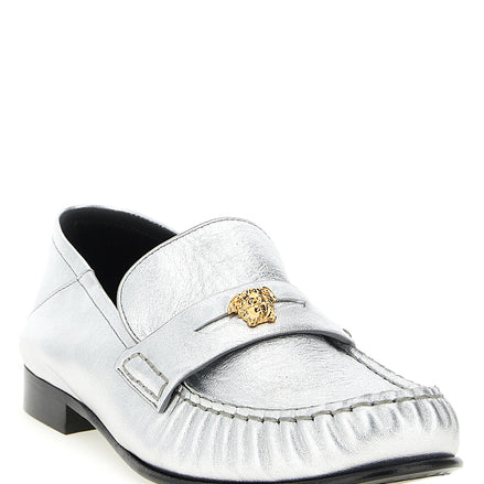Silver Lamb Leather Slip-On Loafers