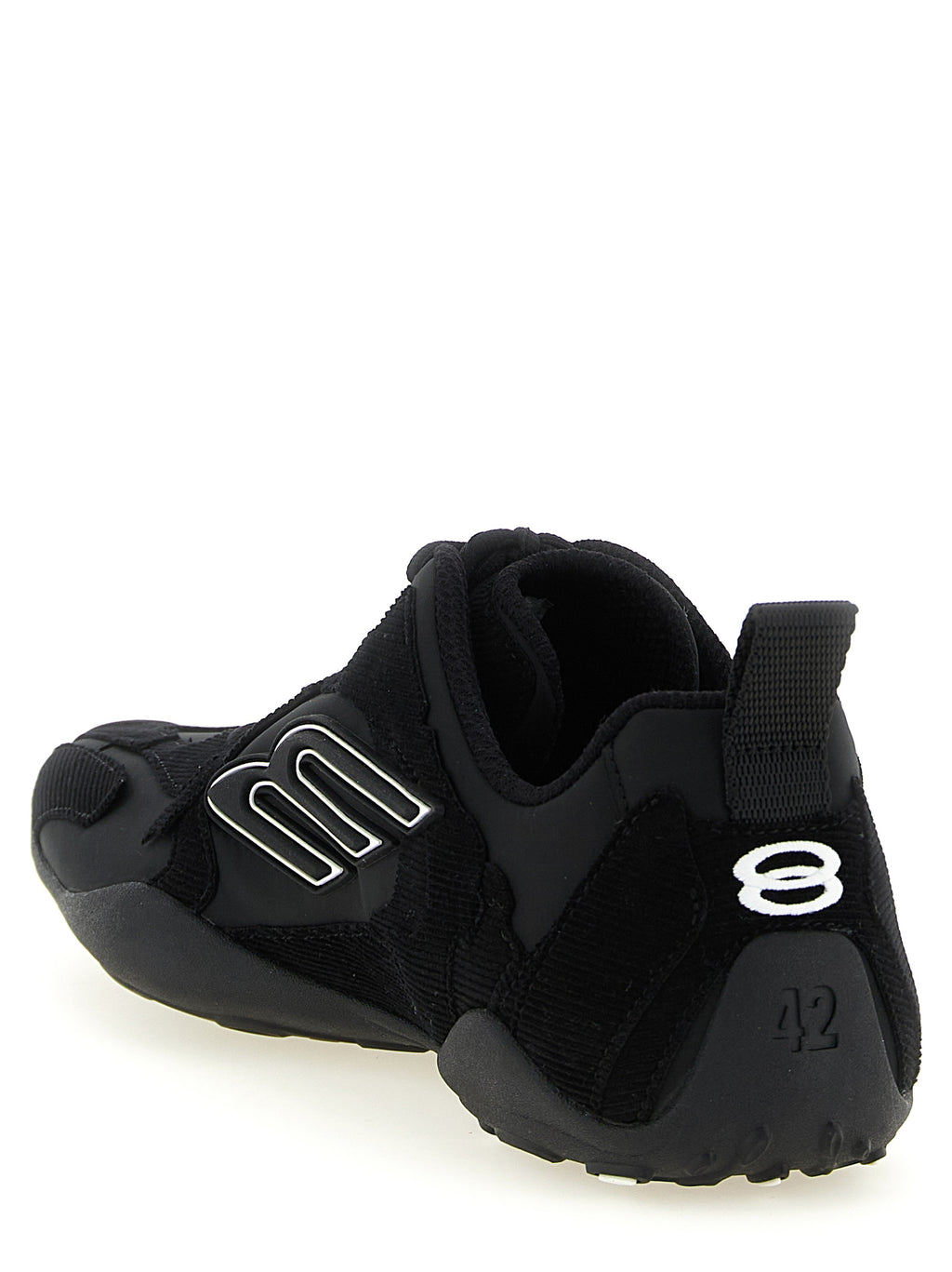 Black Polyester Athletic Sneakers