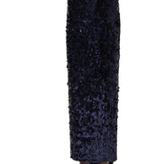 Blue Sequin High Waist PencilCut Midi Skirt