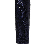 Blue Sequin High Waist PencilCut Midi Skirt