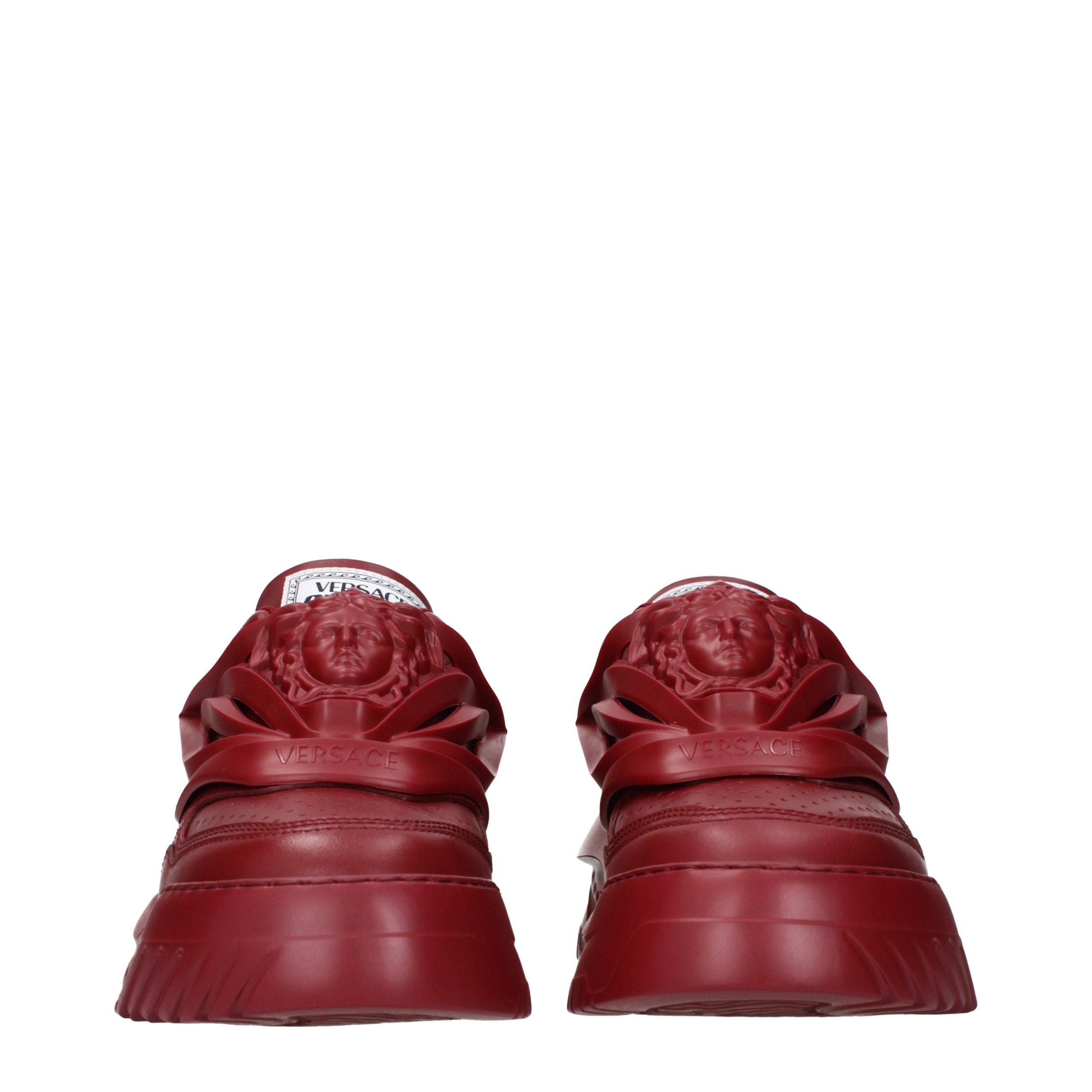 Red Leather Chunky Sneakers
