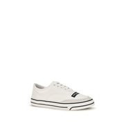 White Cotton Low Top Sneakers
