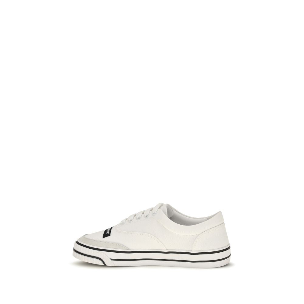 White Cotton Low Top Sneakers