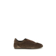 Brown Suede Leather Low Top Sneakers