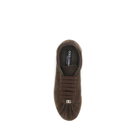 Brown Suede Leather Low Top Sneakers