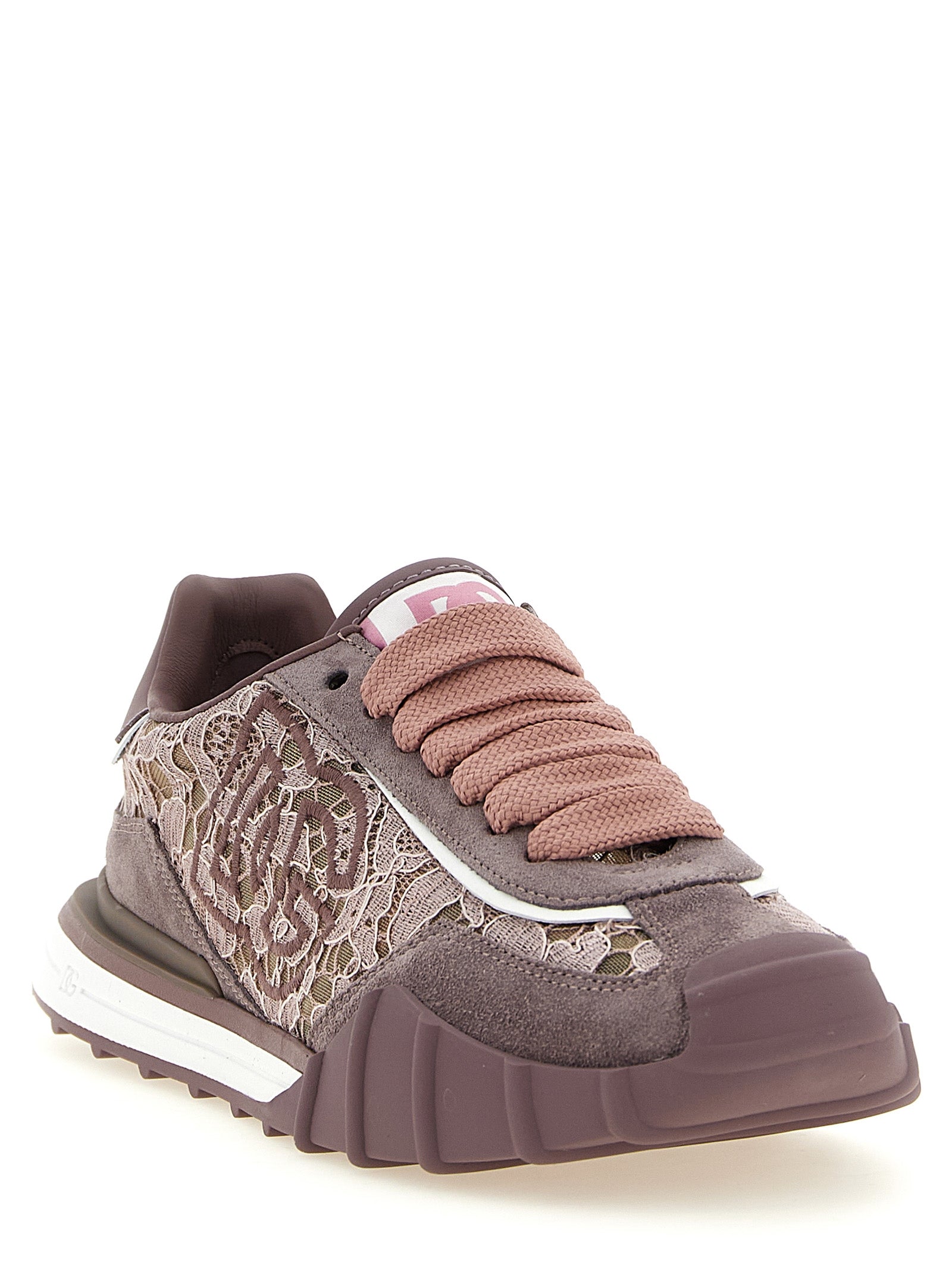 Purple Leather Athletic Sneakers