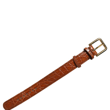 Brown Textured Leather Gold Buckle Belt Strap Bracelet