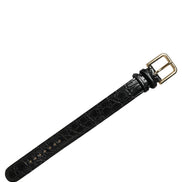 Black Textured Leather Gold Buckle Belt Strap Bracelet
