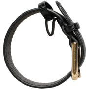 Black Textured Leather Gold Buckle Belt Strap Bracelet