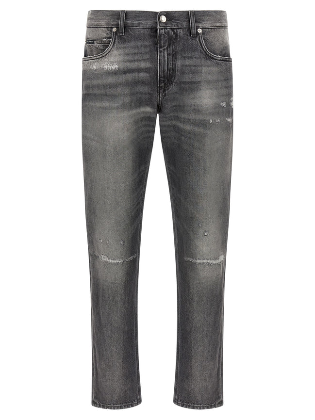 Gray Cotton Jeans Denim
