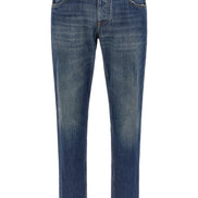 Blue Cotton Straight-Leg Jeans