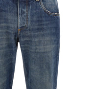 Blue Cotton Straight-Leg Jeans