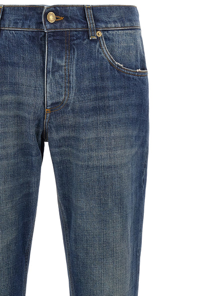 Blue Cotton Straight-Leg Jeans