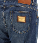 Blue Cotton Straight-Leg Jeans
