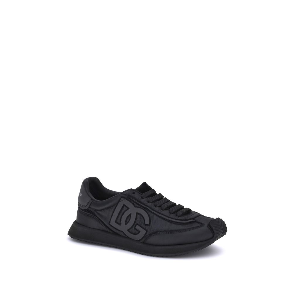 Black Fabric Athletic Sneakers