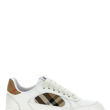 Beige Leather Low Top Sneakers