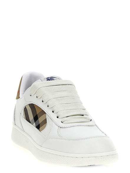 Beige Leather Low Top Sneakers