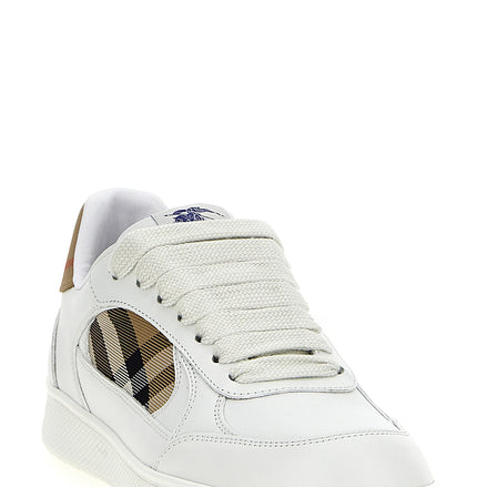 Beige Leather Low Top Sneakers