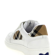 Beige Leather Low Top Sneakers