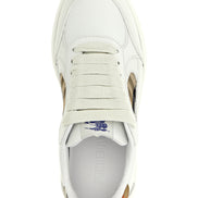 Beige Leather Low Top Sneakers