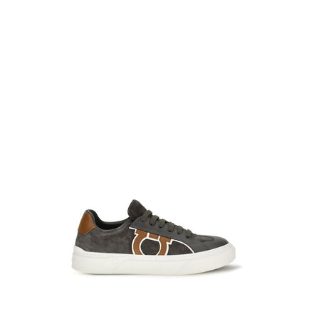 Gray Calf Leather Bos Taurus Low Top Sneakers