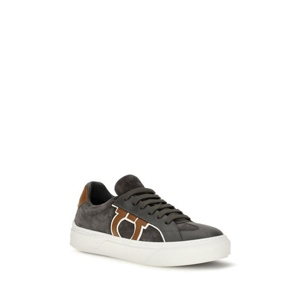 Gray Calf Leather Bos Taurus Low Top Sneakers