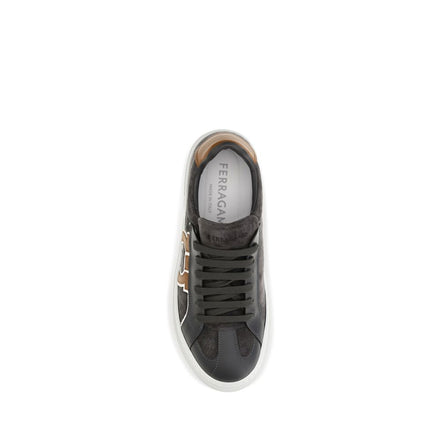 Gray Calf Leather Bos Taurus Low Top Sneakers