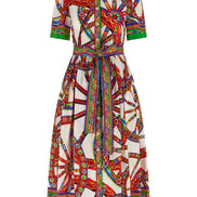 Multicolor Cotton Midi Dress
