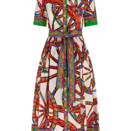 Multicolor Cotton Midi Dress