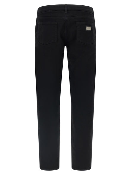 Black Cotton Slim Fit Jeans