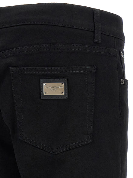 Black Cotton Slim Fit Jeans