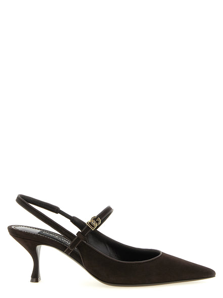 Brown Goatskin Mid Heel Pumps