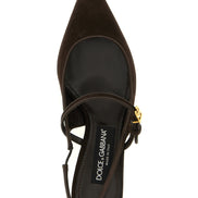 Brown Goatskin Mid Heel Pumps