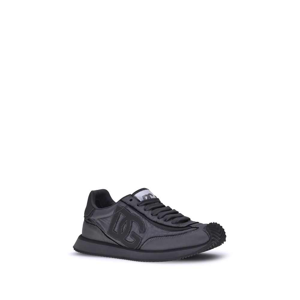 Black Fabric Athletic Sneakers
