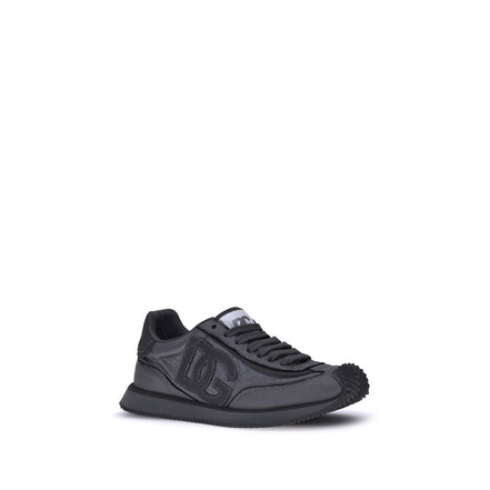 Black Fabric Athletic Sneakers